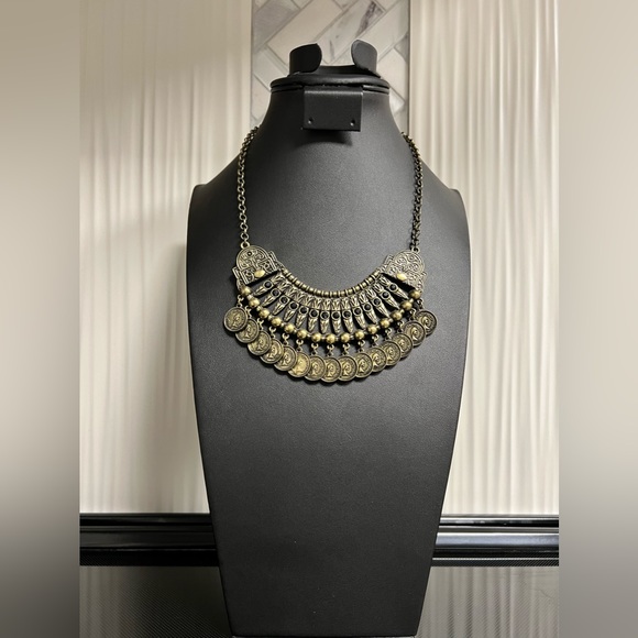 BaubleBar Jewelry - Bib Tribal Gypsy Statement Coin Aged bronze color necklace metal BaubleBar